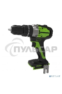 Дрель-шуруповерт GREENWORKS GD24DD60, Аккумуляторная, 24В, без АКБ и ЗУ, Ударная
