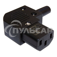 Вилка IEC 60320 C13, 10A, 250V, угловая, разборная, черная