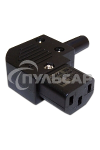 Вилка IEC 60320 C13, 10A, 250V, угловая, разборная, черная