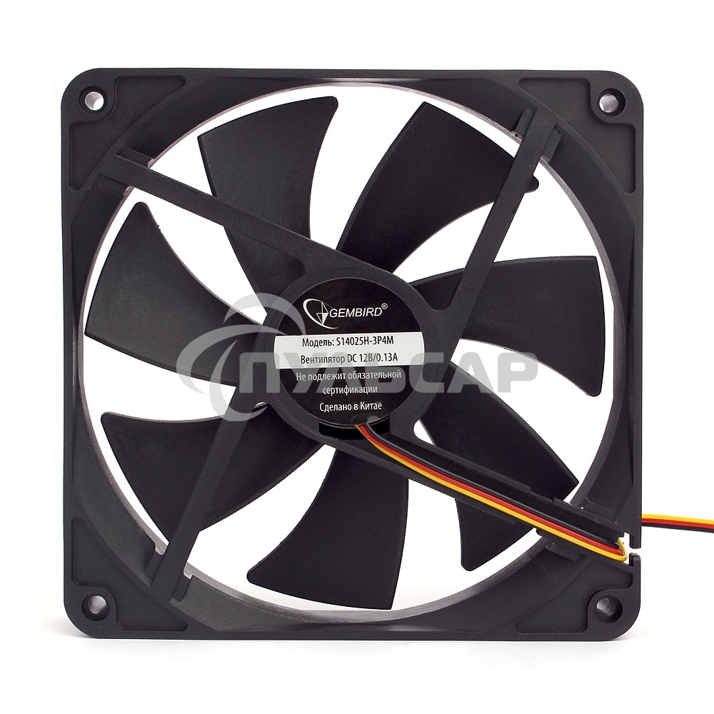 Вентилятор для корпуса Gembird 17610 черный, 140 мм, 2000 об/мин, 25.5 дБ, 3 pin