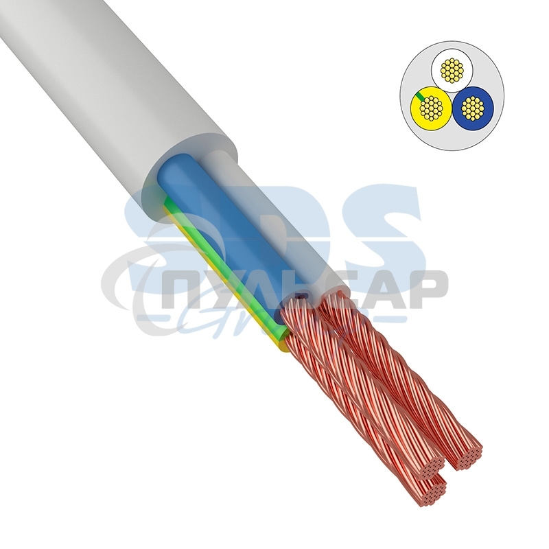 Провод соединительный ПВС 3x0,75 мм² 200 м белый ГОСТ 7399-97