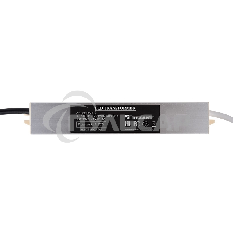Источник питания тонкий 220 V AC/24 V DC 1 А 24 W с проводами, влагозащищенный (IP67)