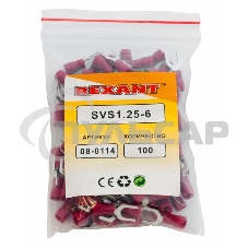 Наконечник вилочный Rexant изолированный 6.5 мм 0.5-1.5 мм² (НВи 1.5-6) красный