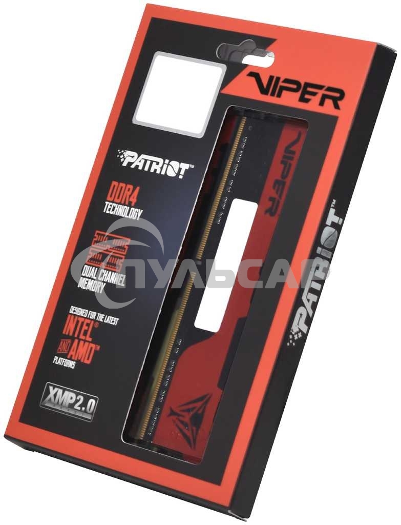Оперативная память Patriot Viper Elite II, DDR4, 16Gb (2x8 Gb), 3600 MHz, CL20, DIMM, радиатор, красный, черный