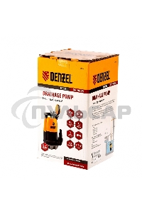 Дренажный насос для чистой и грязной воды DP-900S, 900 Вт, напор 9 м, 18000 л/ч Denzel