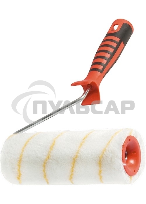 Валик в сборе Matrix ПОЛИАКРИЛ желтая полоса с двухком.руч., 250мм, ворс 12мм, D 48мм, Dруч.6 мм