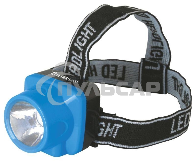 Фонарь ULTRAFLASH LED5374фонарь налобн аккум 220В. голубой. 0.4 ВаттLED. 1 реж. пласт. бокс