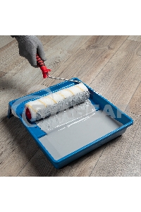 Валик в сборе Matrix ПОЛИАКРИЛ желтая полоса с двухком.руч., 250мм, ворс 12мм, D 48мм, Dруч.6 мм