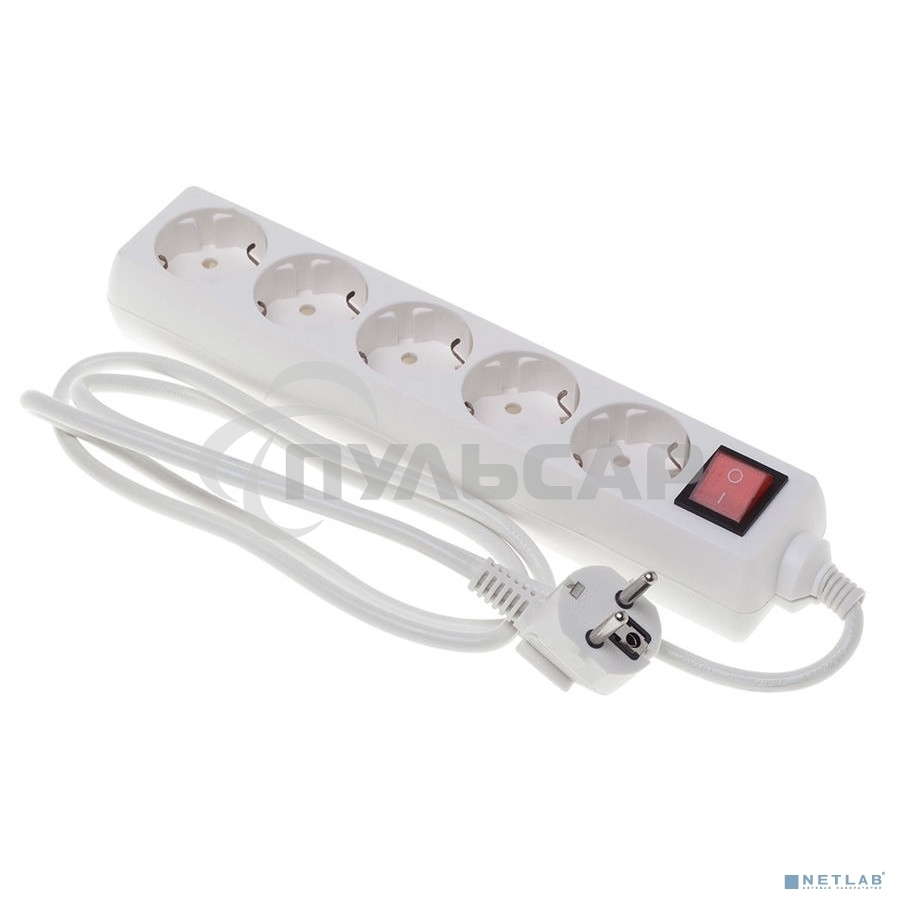 Сетевой удлинитель Buro BU-PS5.1/W 1.5м (5 розеток) белый (пакет ПЭ)