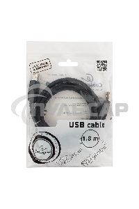 Кабель USB2.0 Pro Cablexpert CCF2-USB2-AMBM-6, AM/BM, 1.8м, экран, 2феррит.кольца, черный, пакет