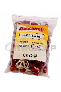 Наконечник кольцевой изолированный ø 10.5 мм 0.5-1.5 мм² (НКи 1.5-10) красный Rexant