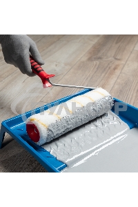 Валик в сборе Matrix ПОЛИАКРИЛ желтая полоса с двухком.руч., 250мм, ворс 12мм, D 48мм, Dруч.6 мм