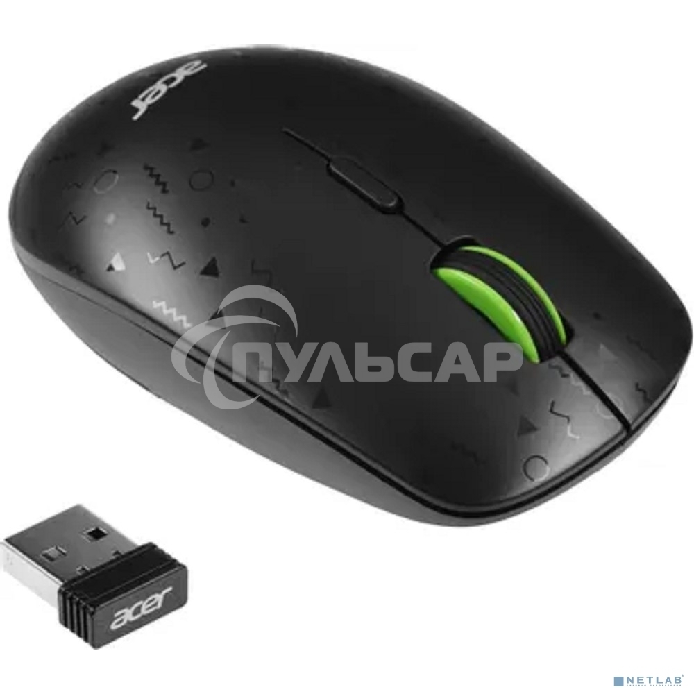 Мышь беспроводная Acer OMR307 черный, 1600 dpi, радиоканал, USB, кнопки - 4