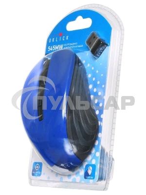 Мышь беспроводная Oklick 545MW черный/синий, 1600 dpi, радиоканал, USB, кнопки - 4