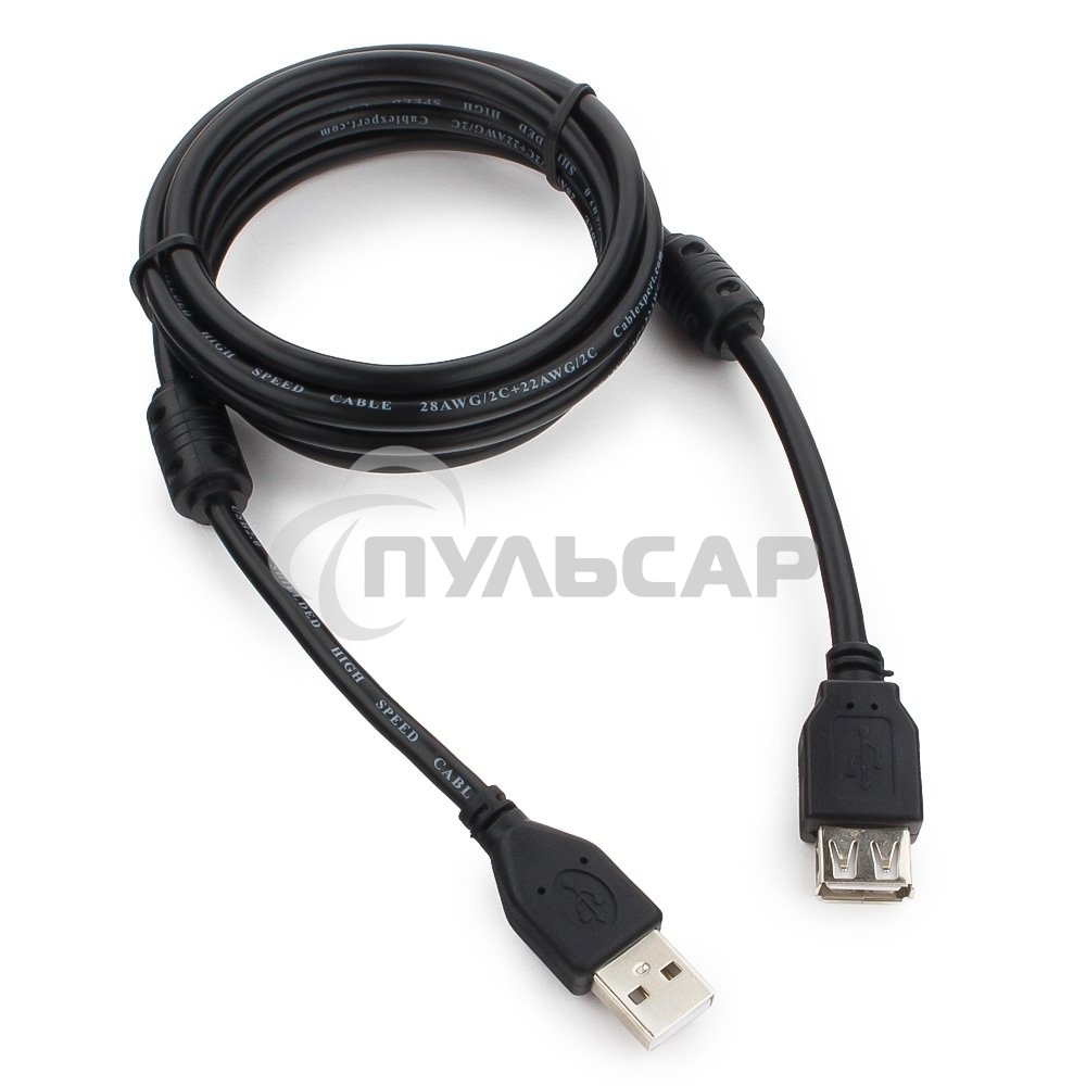 Кабель Cablexpert USB2.0 Pro CCF2-USB2-AMAF-6, AM/AF, 1.8м, экран, 2феррит.кольца, черный, пакет