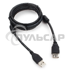 Кабель Cablexpert USB2.0 Pro CCF2-USB2-AMAF-6, AM/AF, 1.8м, экран, 2феррит.кольца, черный, пакет