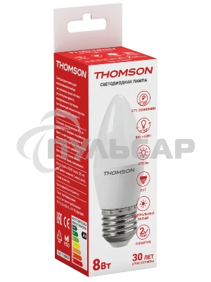 Лампа светодиодная Hiper THOMSON LED CANDLE 8W 670Lm E27 4000K TH-B2022