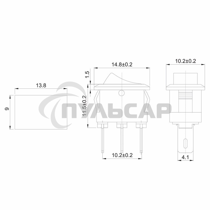 Выключатель клавишный 250V 3А (3с) ON-ON красный Micro Rexant