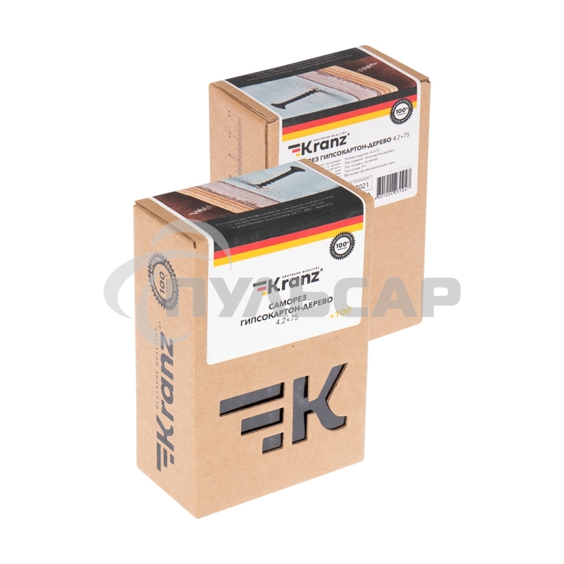 Саморез гипсокартон-дерево KRANZ 4.2х75, упаковка поставщика