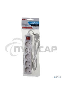 Сетевой удлинитель Buro BU-PS5.1/W 1.5м (5 розеток) белый (пакет ПЭ)