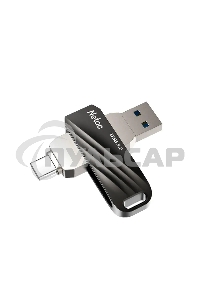 Флешка USB Netac US11 черный 64 Gb USB Type-A + USB Type-C, metal/plastic case
