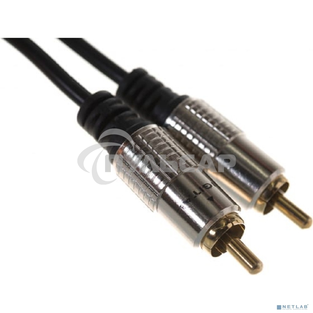 Шнур Стерео 3,5 мм - 2 RCA, длина 3 метра (GOLD-металл) Rexant