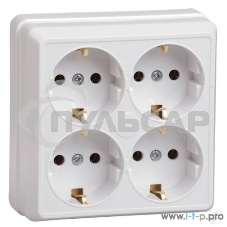 Розетка Iek ERO41-K01-16-DC РС24-3-ОБ 4местн. с з/к 16А откр.уст. ОКТАВА (белый)