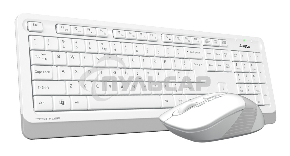 Комплект клавиатура + мышь A4 Fstyler FG1010 клав:белый/серый мышь:белый/серый USB беспроводная Multimedia