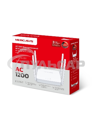 Роутер AC1200 Dual-Band Wi-Fi RouterSPEED: 300 Mbps at 2.4 GHz + 867 Mbps at 5 GHz SPEC: 4× Fixed External Antennas, 2× Gigabit LAN Ports, 1× Gigabit WAN PortFEATURE: Router/Access Point Mode, WPS/Reset Button, IPTV, IPv6, Beamforming, MU-MIMO