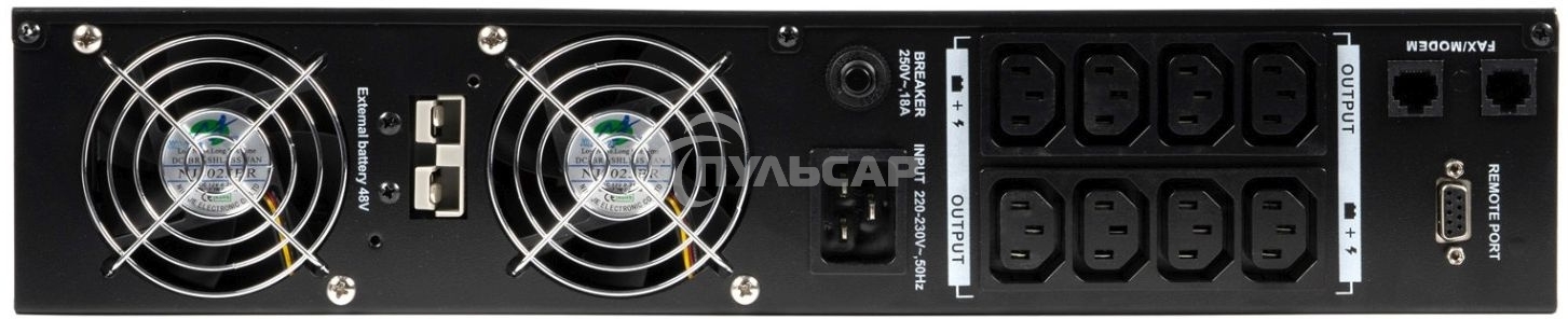 Источник бесперебойного питания ИБП Бастион RAPAN-UPS 3000 RACK+4x9Ah (2100 Вт, Line-interactive, встроенные АКБ 6 шт.x 9Ah) 8960