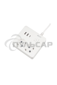Удл. PC 0,5м, 2р с/з, с вык.16А, 3USB, бел. кв SPG5-A4