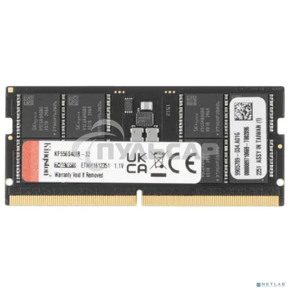 Оперативная память Kingston Fury Impact, DDR5, 32Gb (1x32Gb), 5600MHz, CL40, SO-DIMM