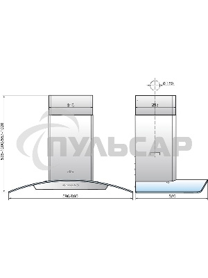 Вытяжка каминная Elikor Аметист S4 90Н-700-Э4Д нержавеющая сталь, 89 см, 700 куб. м/ч, 52 дБ