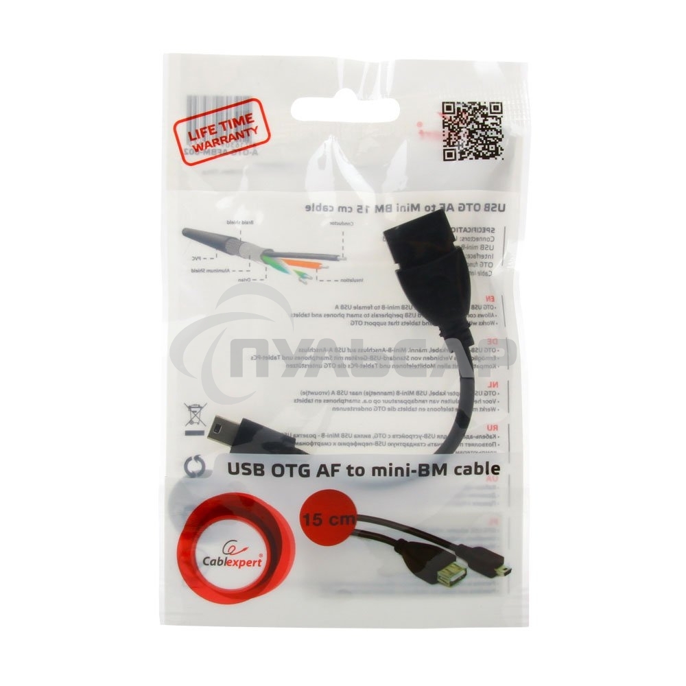 Кабель Gembird/Cablexpert A-OTG-AFBM-002 AF/Mini-BM, 0.15м, пакет
