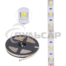 Лента светодиодная 5 м 12 В 5050 6500 К IP65 60 LED/м для БП с клеммами LAMPER