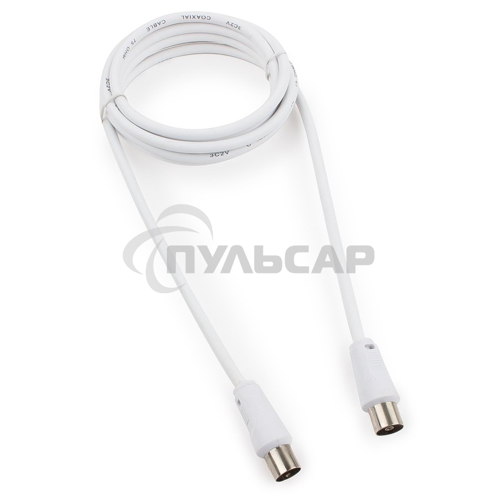 Кабель телевизионный Cablexpert CCV-515-W, Coaxial M/F, белый, 1.8м