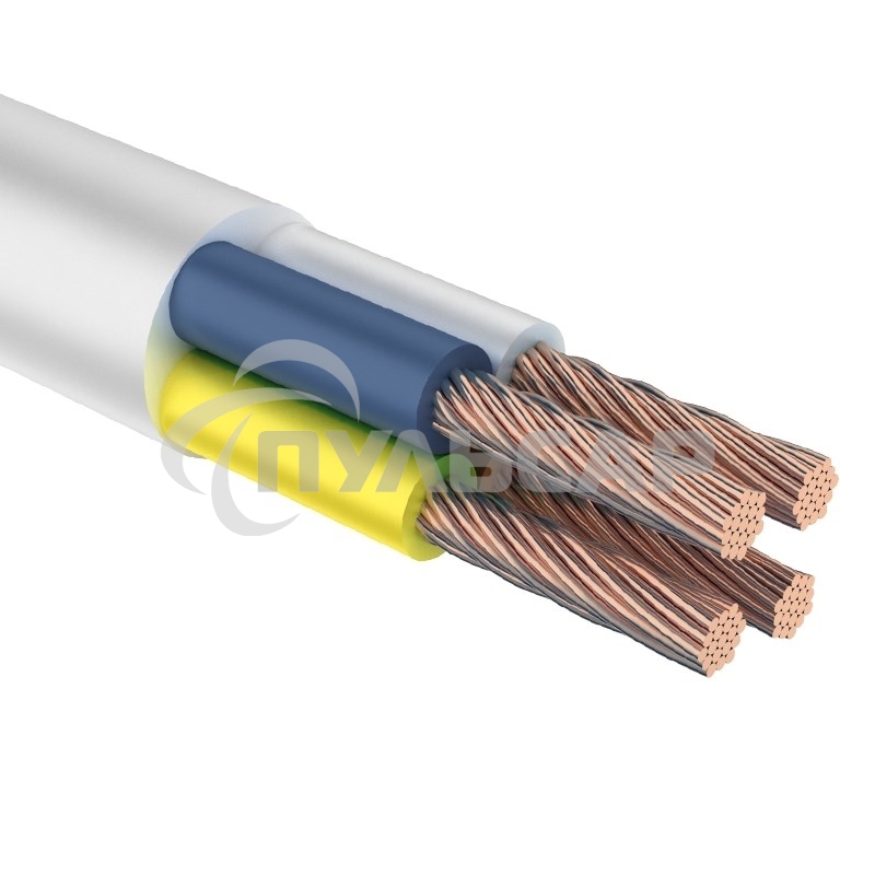 Провод соединительный ПВС 4х2,5 мм² 100 м белый ГОСТ 7399-97