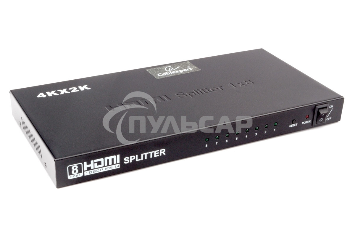 Разветвитель HDMI Cablexpert DSP-8PH4-03, HD19F/8x19F, 1 компьютер => 8 мониторов, Full-HD, 3D, 1.4v, каскадируемый