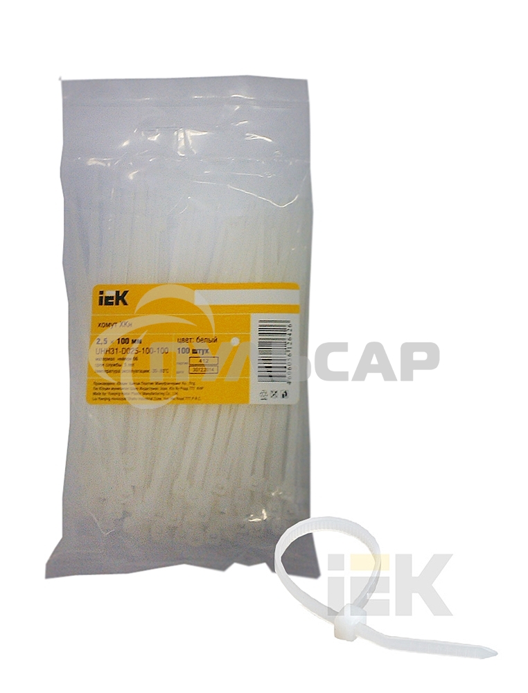 Хомут кабельный 2.5х100 нейл. белый (уп.100шт) ИЭК UHH31-D025-100-100
