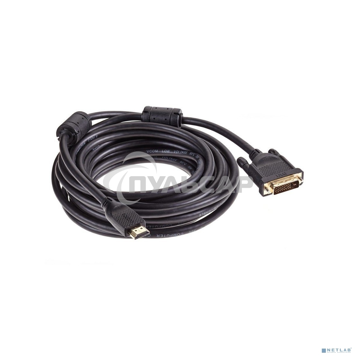 Кабель HDMI AM/DVI(24+1)M, 7.5м, CU, 1080P@60Hz, 2F, VCOM <CG484GD-7.5M>