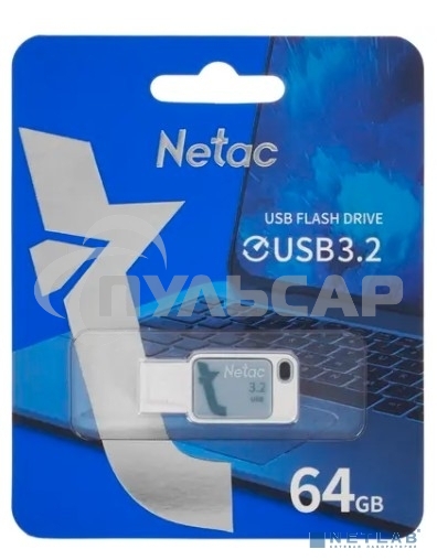 Флешка USB Netac UA31 64 Gb <NT03UA31N-064G-32BL>, USB 3.2