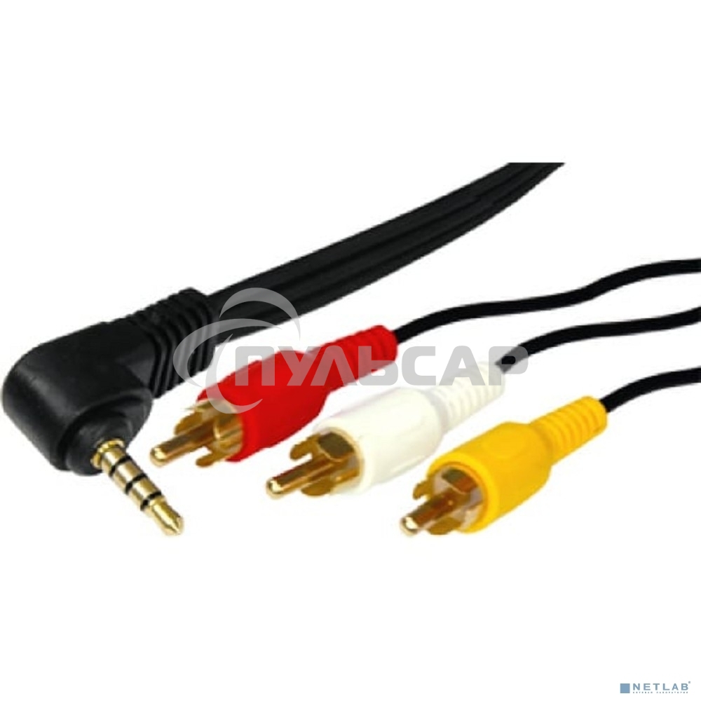 Шнур Стерео 3,5 мм 4C - 3 RCA, длина 1,5 мeтра (GOLD) Rexant