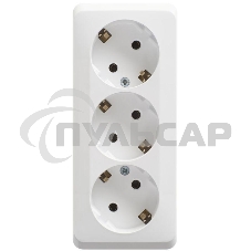 Тройная розетка Schneider Electric ЭТЮД O/У с заземлением без шторок 16А 250B, БЕЛЫЙ, Россия