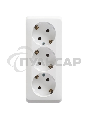 Тройная розетка Schneider Electric ЭТЮД O/У с заземлением без шторок 16А 250B, БЕЛЫЙ, Россия