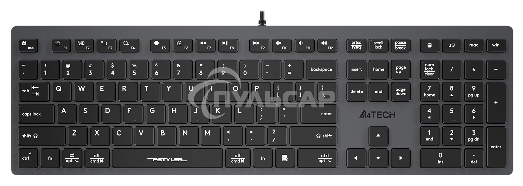 Клавиатура проводная A4Tech Fstyler FX50, USB, серый