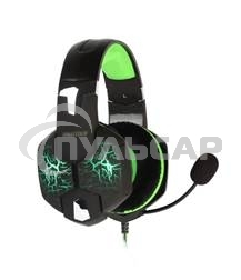 Игровая гарнитура RUSH TAIPAN, динамики 50мм, велюровые амбушюры, вирт.звук 7.1, чер/зел (SBHG-3100)