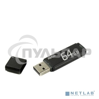 Флешка USB Netac U351 64 Gb <NT03U351N-064G-20BK>, USB 2.0, с колпачком, металлическая черная