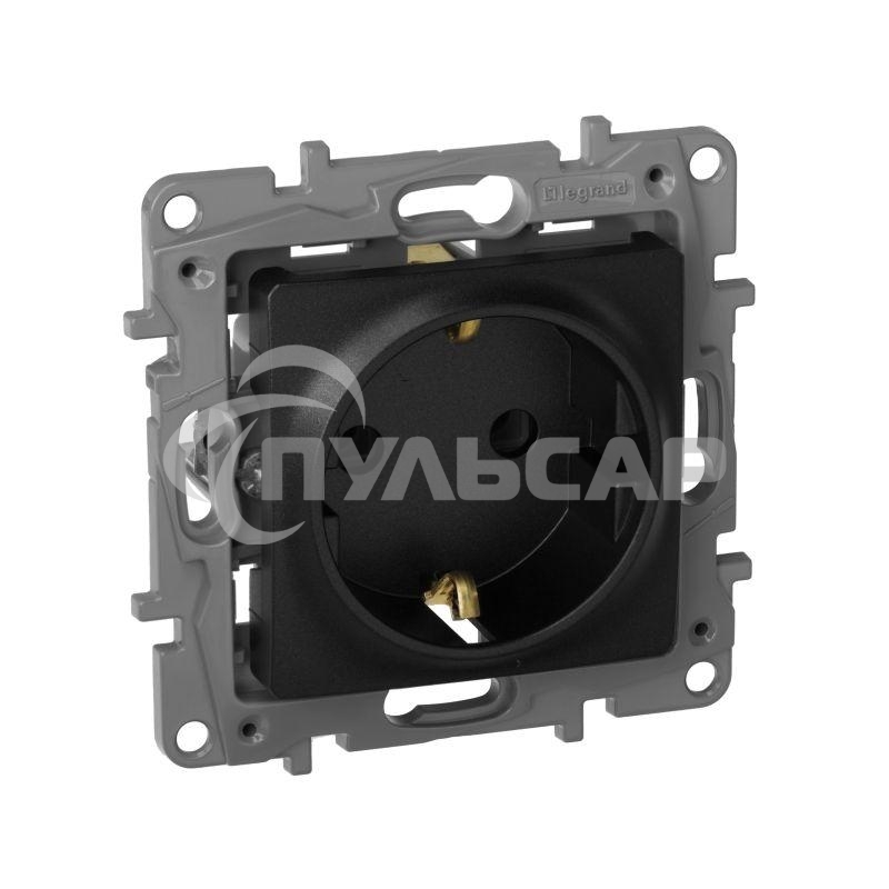 Розетка 2К+З, немецкий стандарт, винтовые зажимы, 16А, 250В~, Etika, антрацит Розетка 2К+З, немецкий стандарт, винтовые зажимы, 16А, 250В~, Etika, антрацит