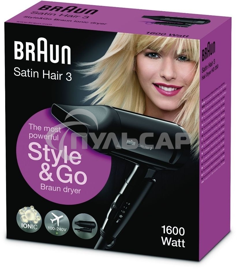 Фен Braun BRHD350E 1600Вт черный