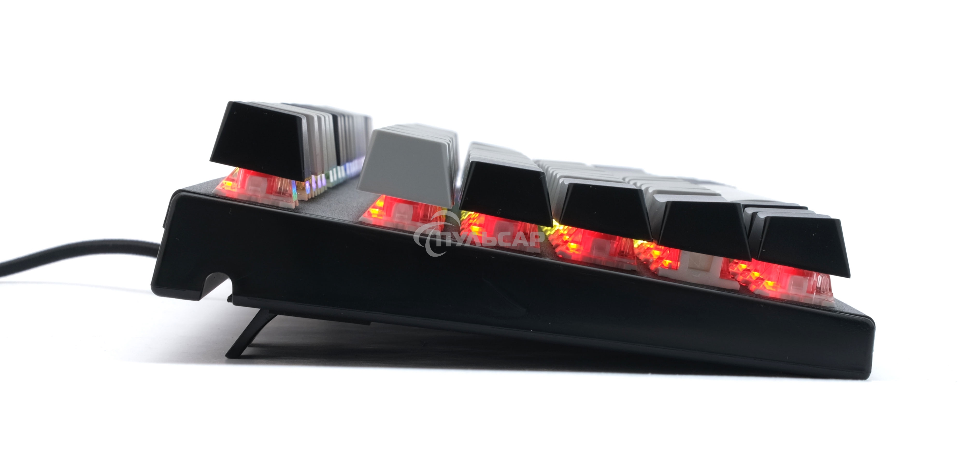 Клавиатура проводная механическая Gembird KB-G600, 87кл, Rainbow, красн.свитчи, 1.8м, черная